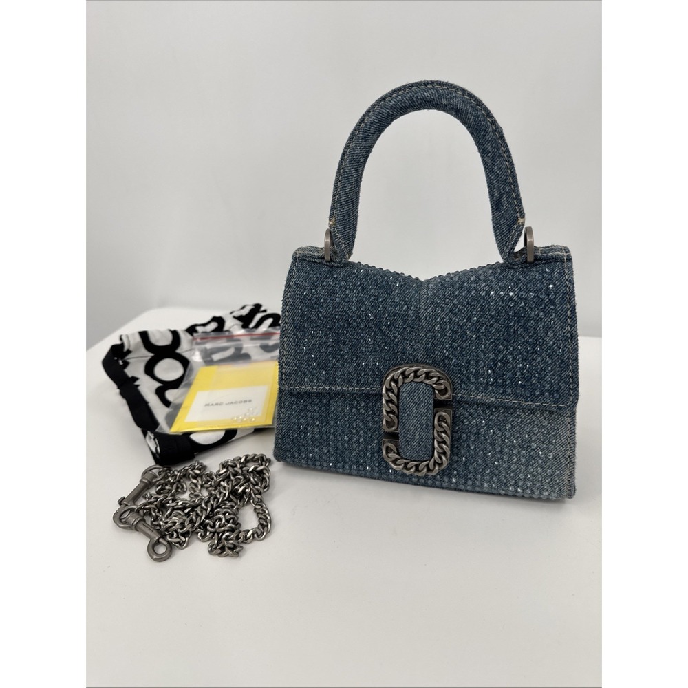 Marc Jacobs The Crystal Denim St. Marc Mini Top Handle Bag NEW